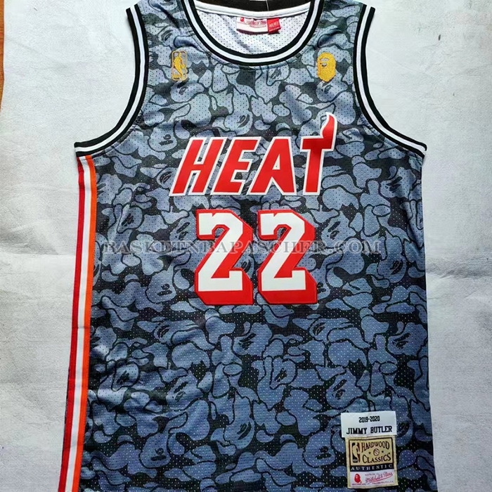 Maillot Miami Heat Jimmy Butler NO 22 Mitchell & Ness 2019-20 Gris